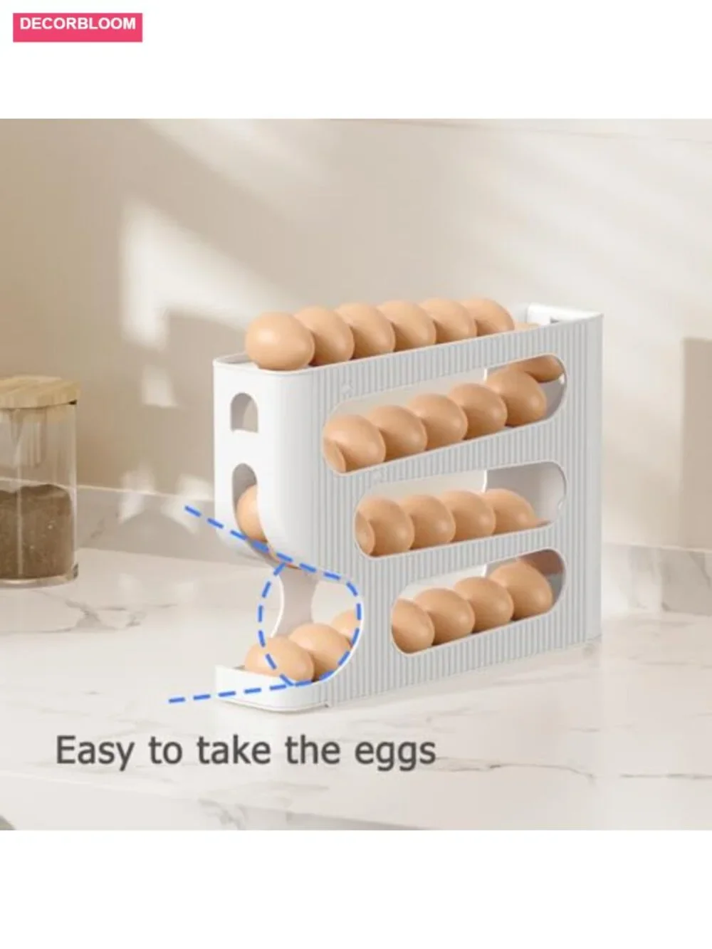 Egg Holder for Fridge, 2-Pack Auto Rolling Dispenser, Holds 56 Large Eggs,